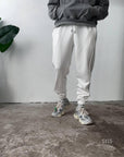 Men's Oversized Jogger Sweatpants: Black & White Side Stripe