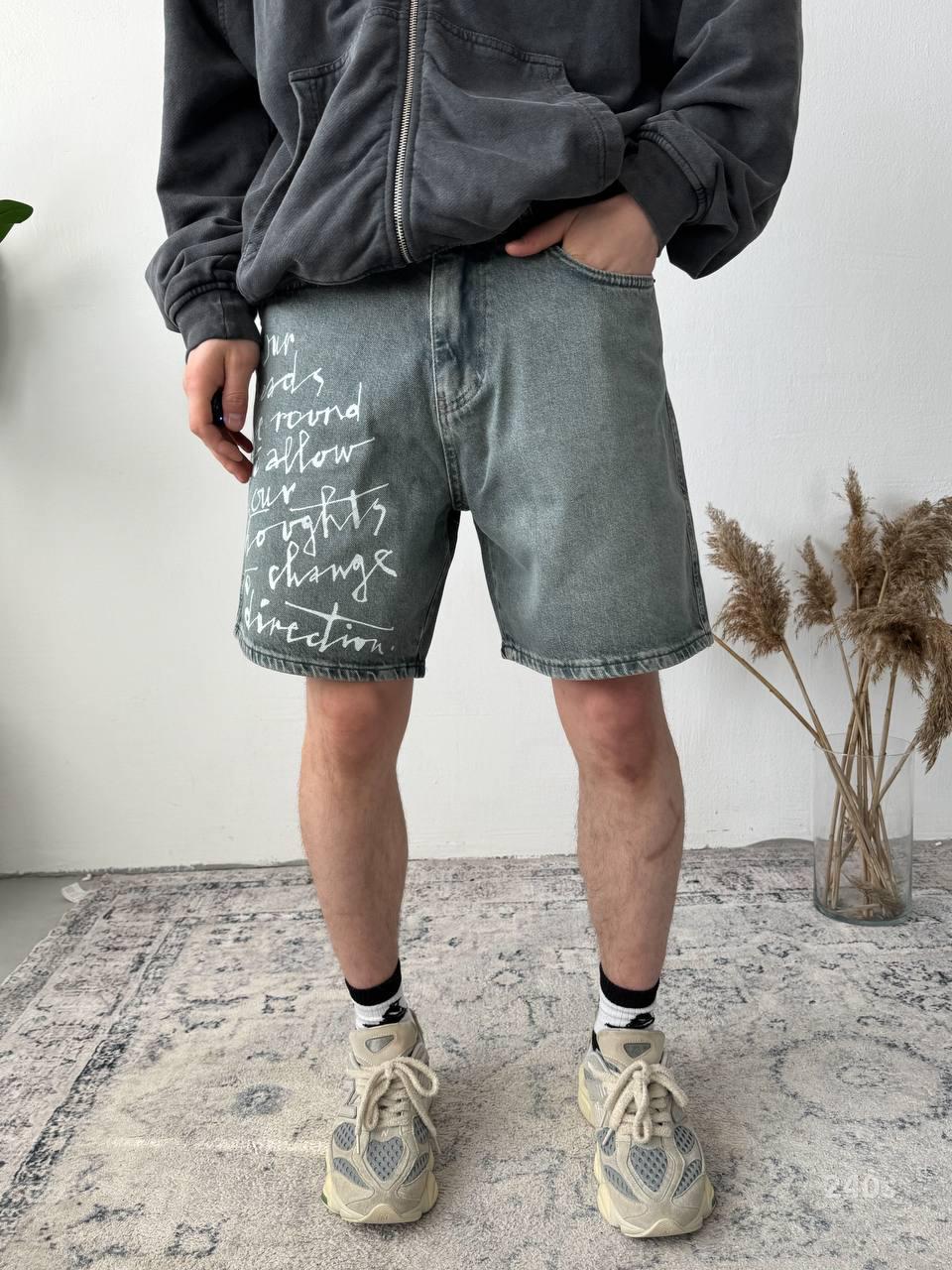 Men’s Black & Grey Denim Shorts – Casual Slim Fit Jean Shorts for Summer Streetwear