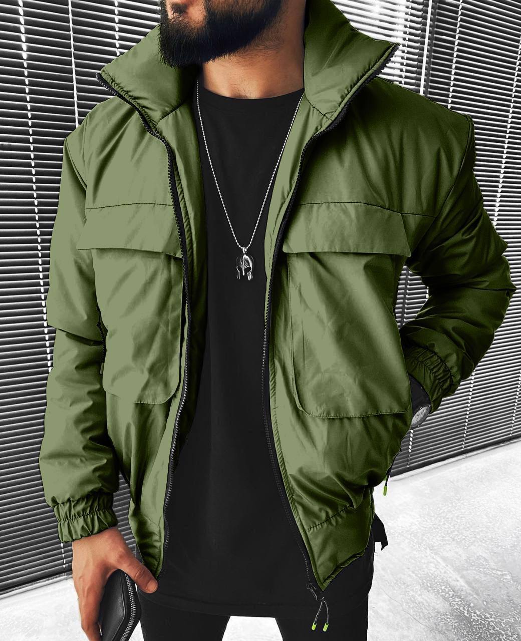 Men’s Lightweight Jacket – Casual Streetwear Zip Up Coat with Pockets, Spring Fall Outerwear