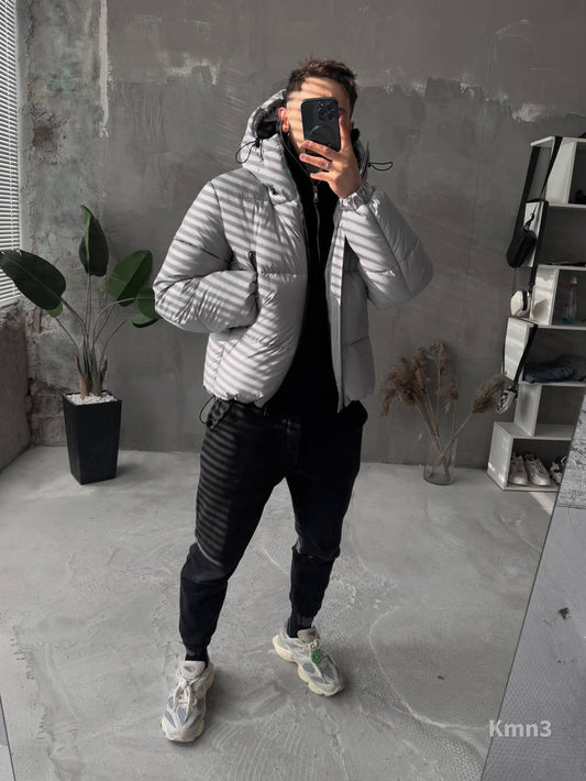 Men’s Oversized Puffer Jacket – Warm Winter Streetwear Coat with Hood, Casual Minimalist Outerwear